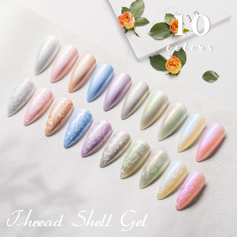 MTSSII 10 Colors Pearl Shell Thread Gel Nail Polish UV Soak Off Gel ...
