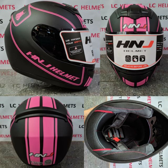 HNJ FULL FACE HELMET MATTE BLACK PINK Shopee Philippines