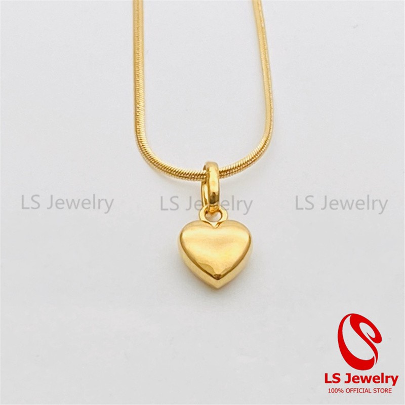 LS jewelry Stainless Steel 24K Bangkok Gold Heart Necklace for Women ...