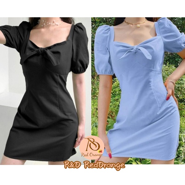 R&O Casual Dress Puff Sleeves Bubble Sleeve Womens Plain Dress #ROD ...