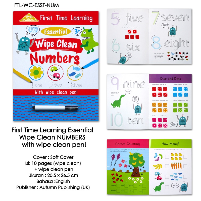 First Time Learning Essential Wipe Clean Book HANDWRITING / LETTERS ...