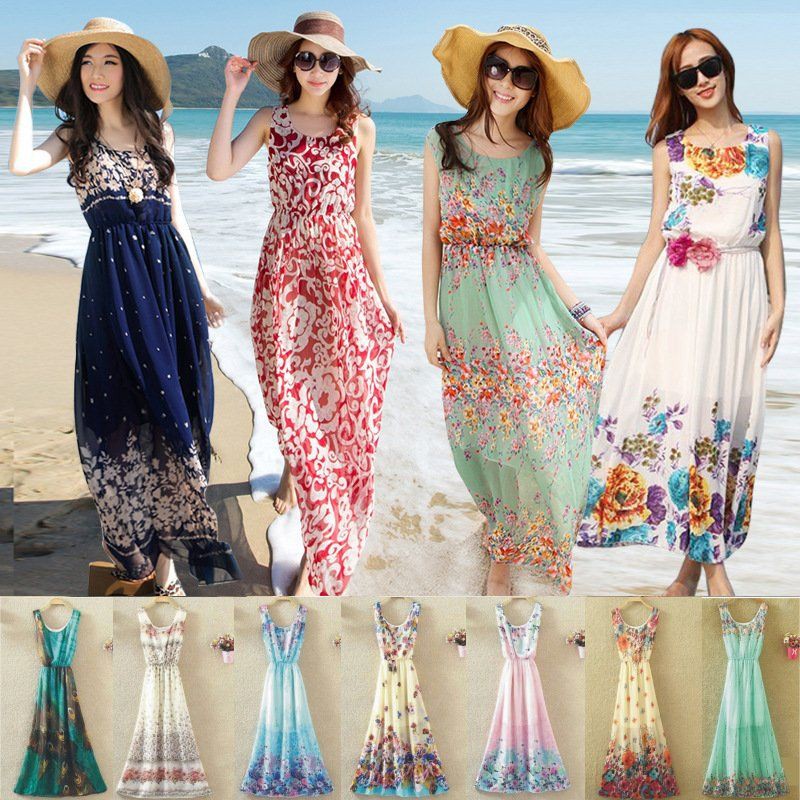 Long chiffon beach on sale dress