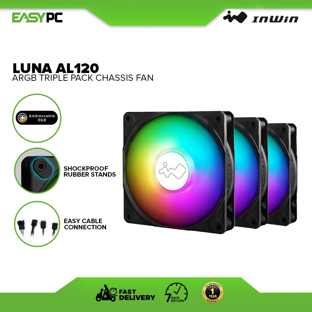 InWin LUNA AL120 ARGB Chassis Fan Triple Pack, Bright as a Moonlit ...
