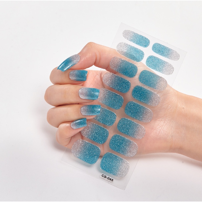 Pure color glitter nail polish sticker Korea Glossy gradient nail ...