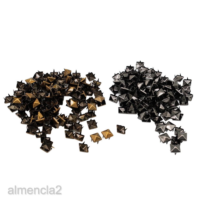 100 Sets Pyramid Studs Rivets Spikes For Bag Shoes Clothes Leather 10mm ...