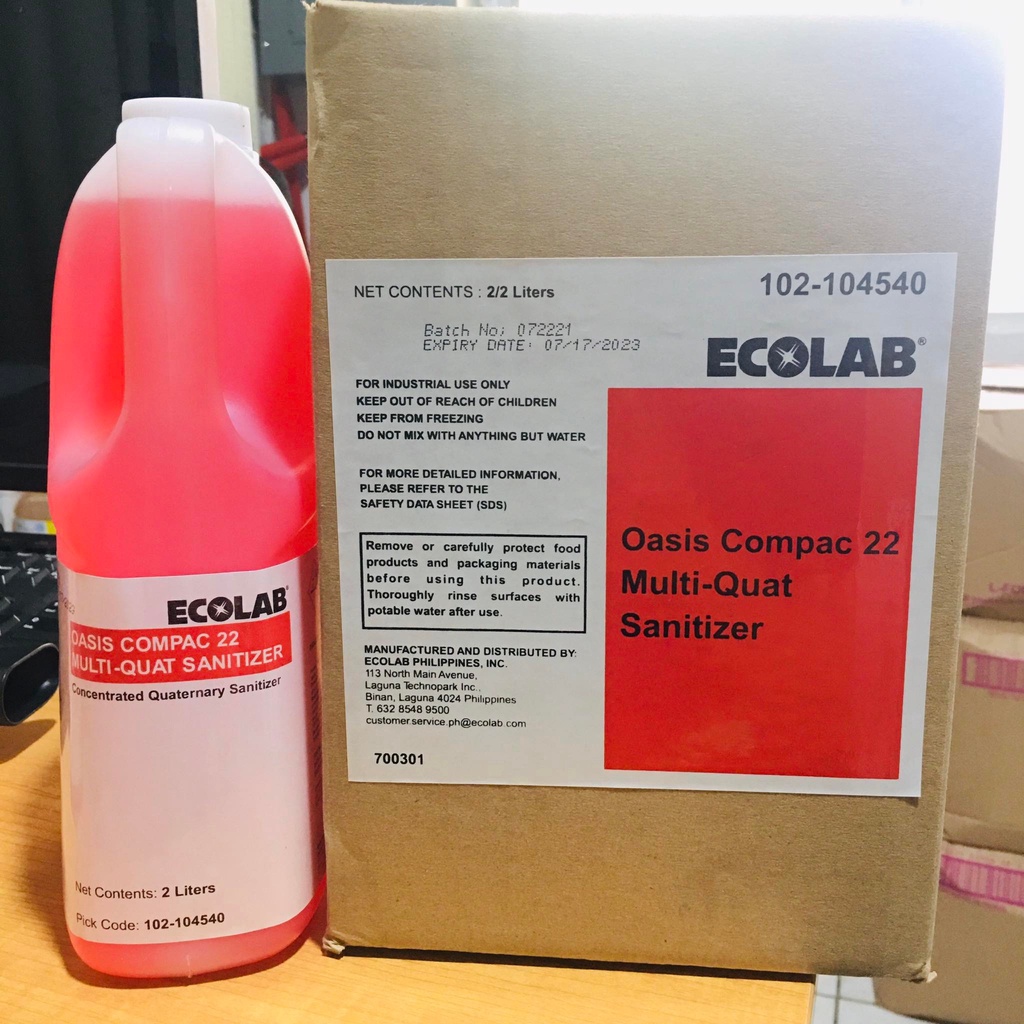 Ecolab Oasis Compac 22 (MultiQuat Sanitizer) 2 btls x 2 liters /PER