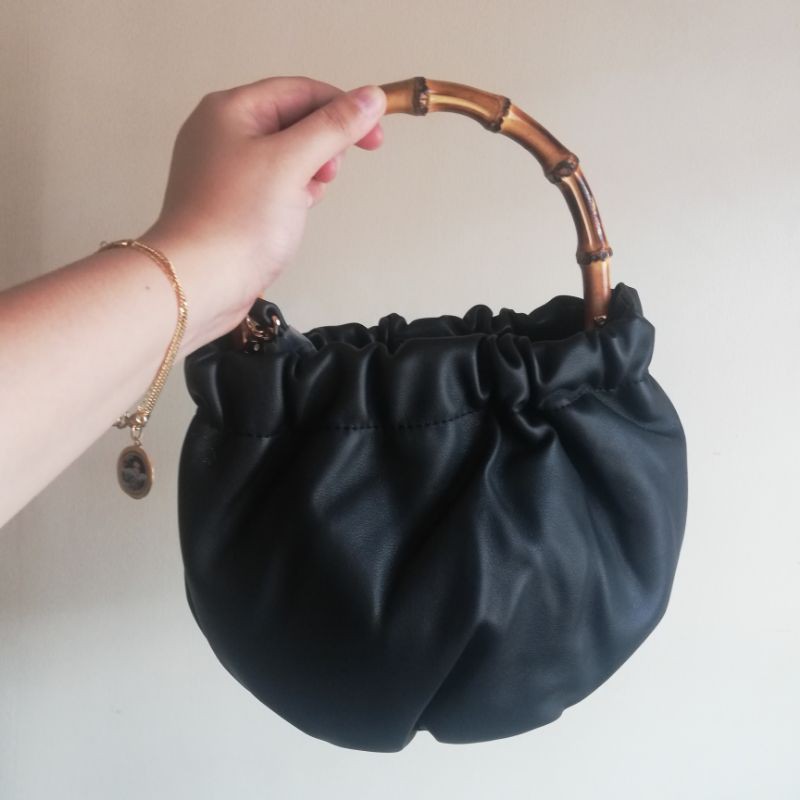 ORIGINAL MANGO BAMBOO HANDLE BUCKET BAG Shopee Philippines