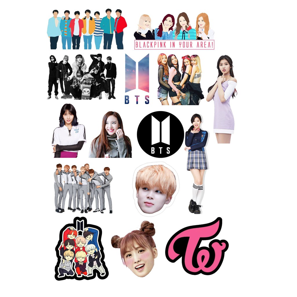 KPOP BTS BLACKPINK VINYL STICKER SET OF 14 STICKERS A4 size whole WITH