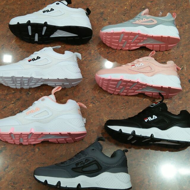 Grey and best sale pink fila