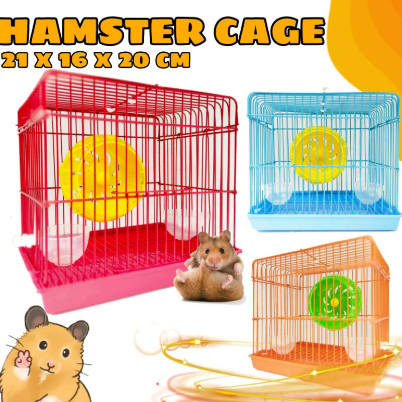 Hamster Cage with Running Wheel Water and Food Basin Pet House Mice