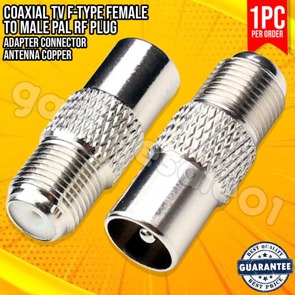 Coaxial TV F-Type Female To Male PAL RF Plug Adapter Connector Antenna