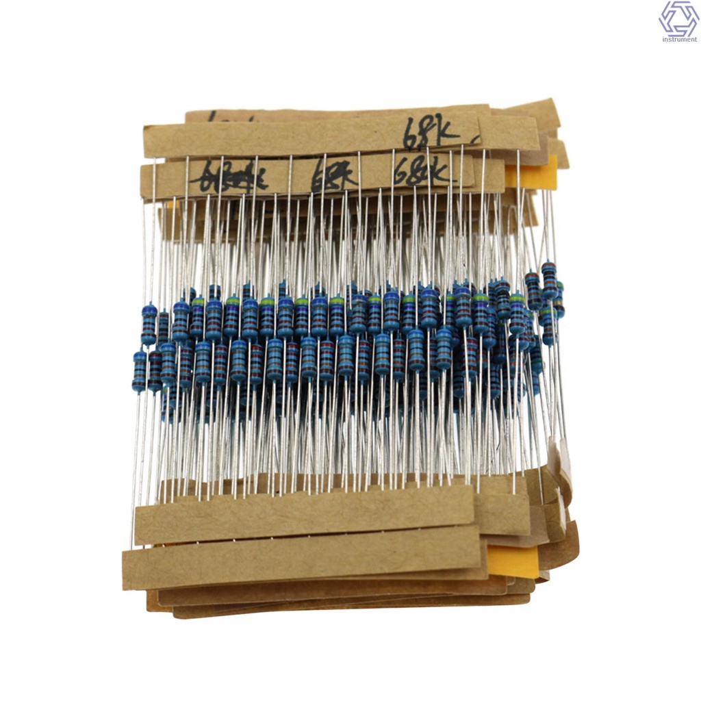 intu* 300PCS 1/4W 1% Carbon Film Resistors Kit 10 to 1M Ohm 30 Values ...