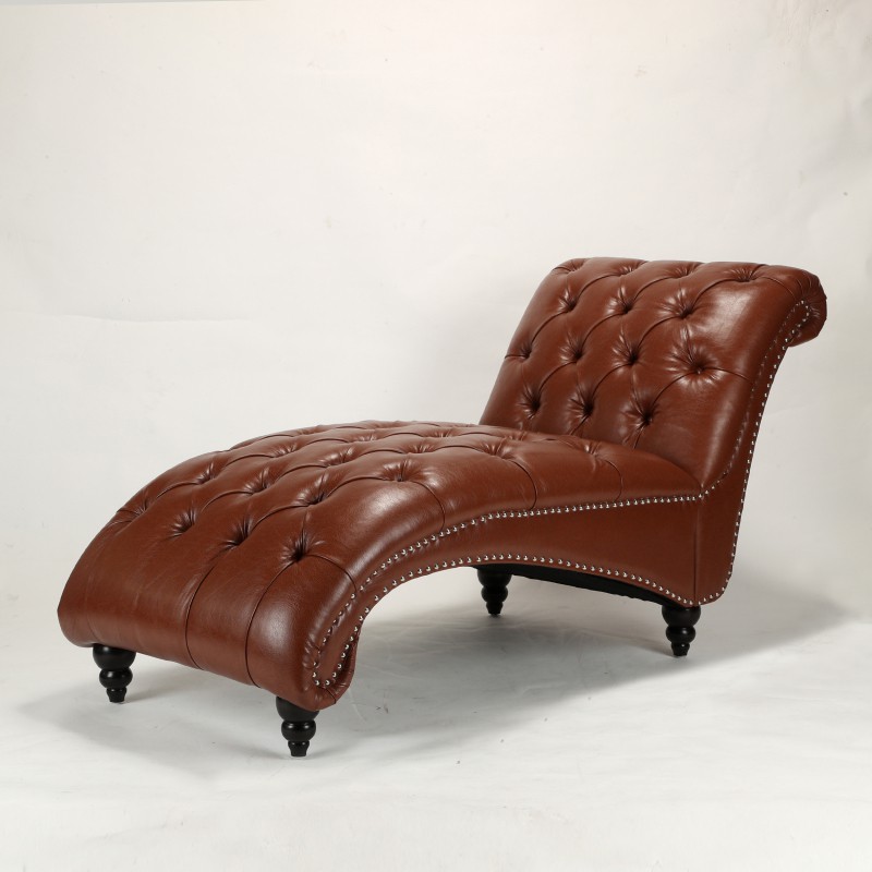 Tufted deals leather chaise