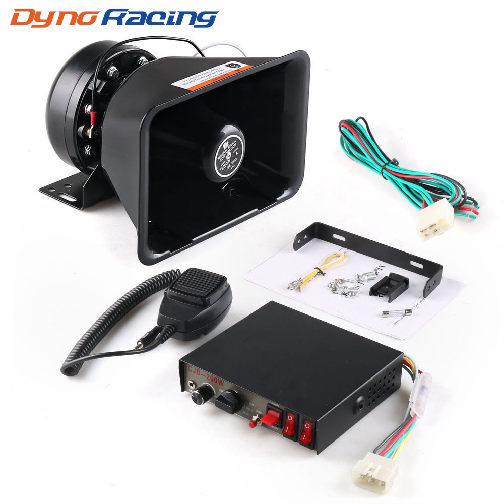 12V 200W 9 Tones Loud Car Warning Alarm Police Siren Horn Speaker PA ...