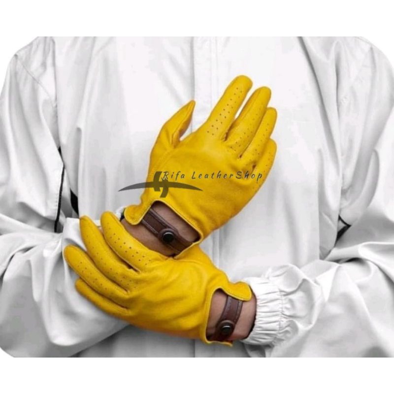 Yellow Genuine Leather Gloves Yellow Leather Gloves Original Riding
