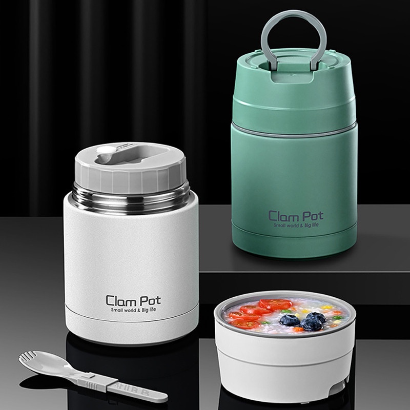 800ML Food Thermal Jar With Folding Spoon Vacuum Insulated Soup Cup Food  Container For Woker School Children Keep Hot Lunch Box