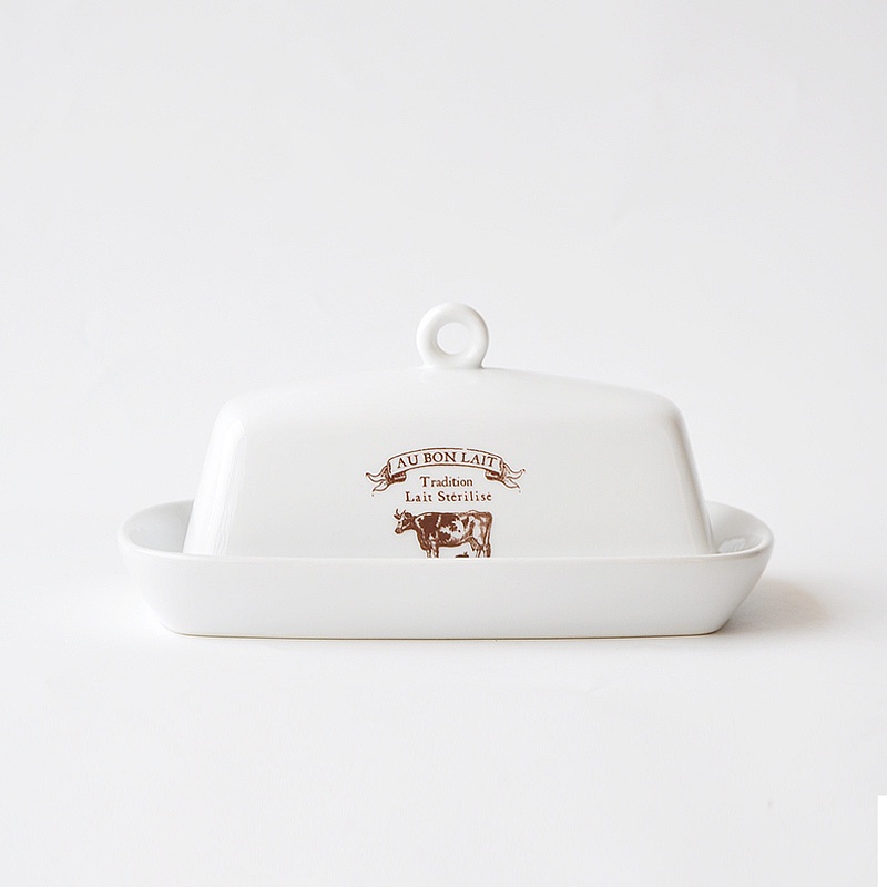 European Ceramic With Cover Dusty Butter Dishware Bread Tray Butter