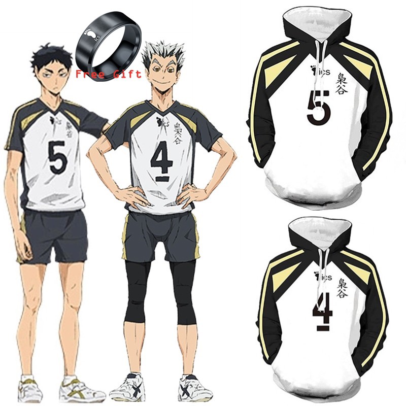 Haikyuu Haikyuu Fukurodani Hoodie Bokuto Koutarou Akaashi Keiji