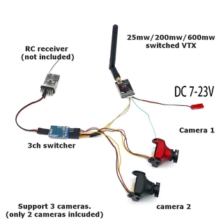 FPV Dual Camera System 1000TVL CMOS Mini Two Cameras + 5.8Ghz 600mW ...