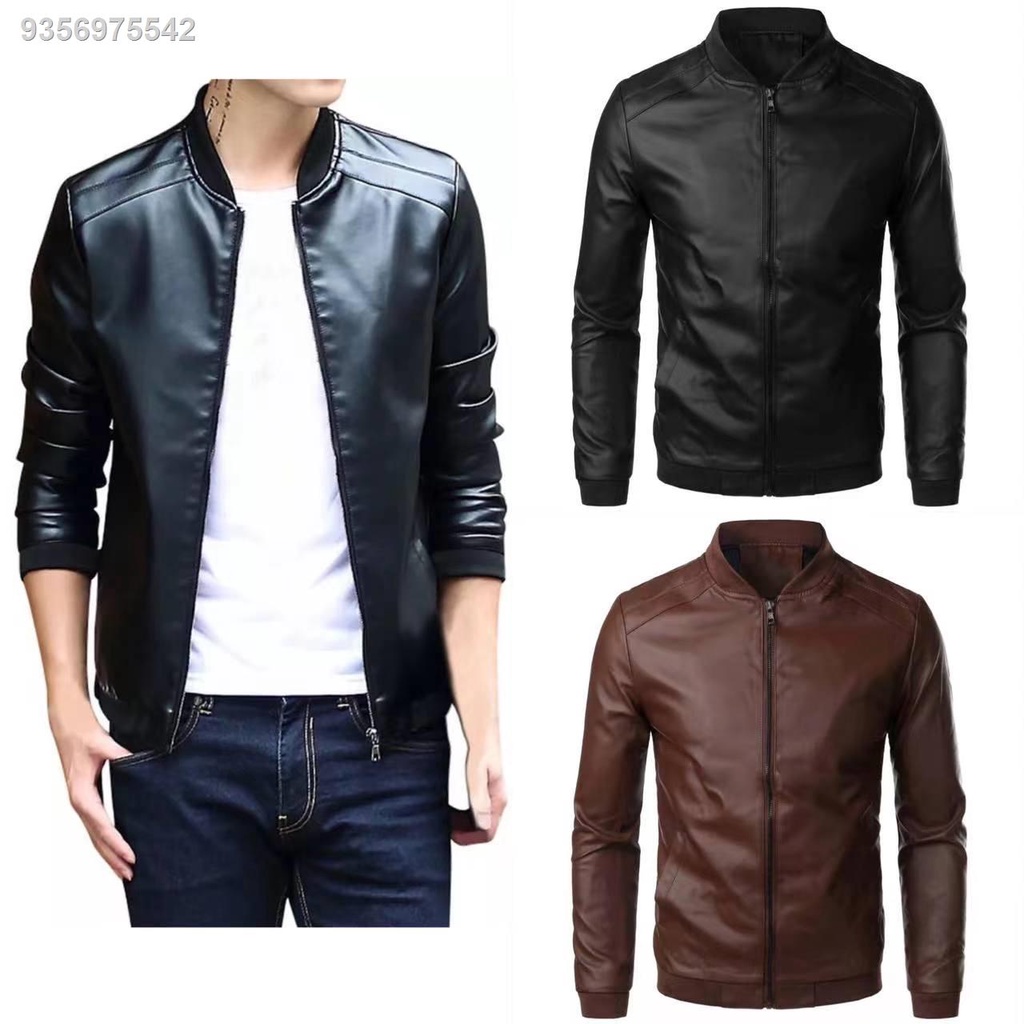 Men's Leather Jacket Coat collar PU leather jackets(hodie jacket ...