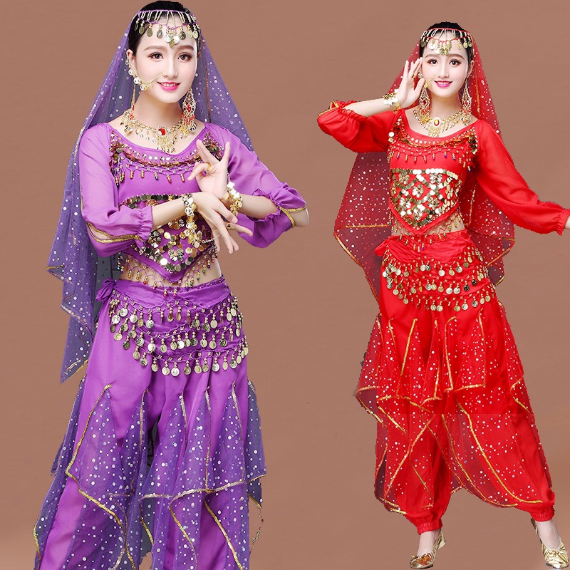 Women Stage Performance Oriental Indian Dance Costume Set Bollywood