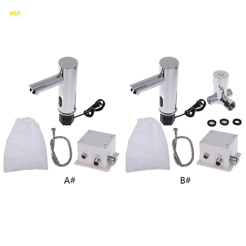 Wer Bathroom Automatic Infrared Sensor Sink Faucet Touchless Basin Water Tap Deck Mounted 9641