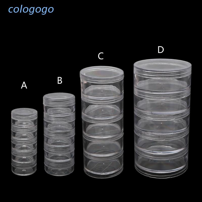 COLO 5 Layer Cylinder Stackable Containers Clear Plastic Round Storage ...