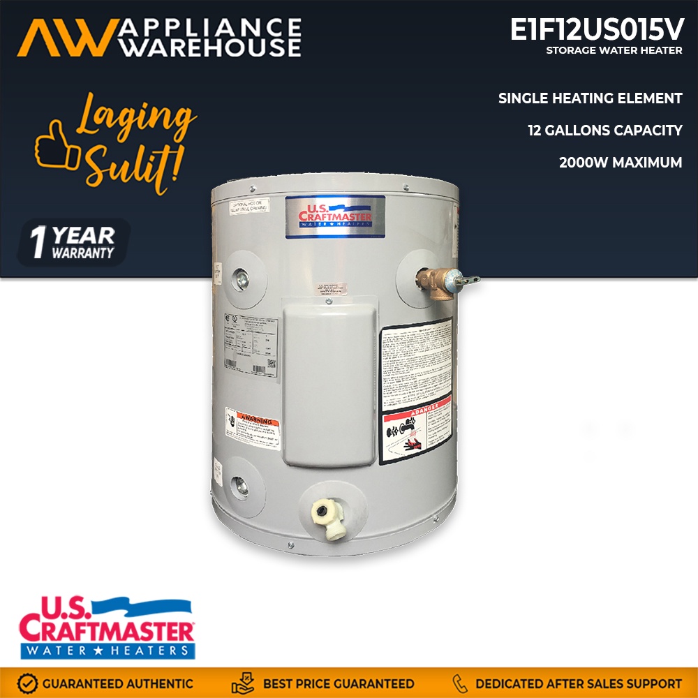 US Craftmaster E1F12US015V Electric Water Heater Grey Shopee Philippines