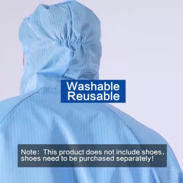 Bunny Suit PPE Suit Washable Anti Static ppe Overall Cleanroom Suit ESD ...