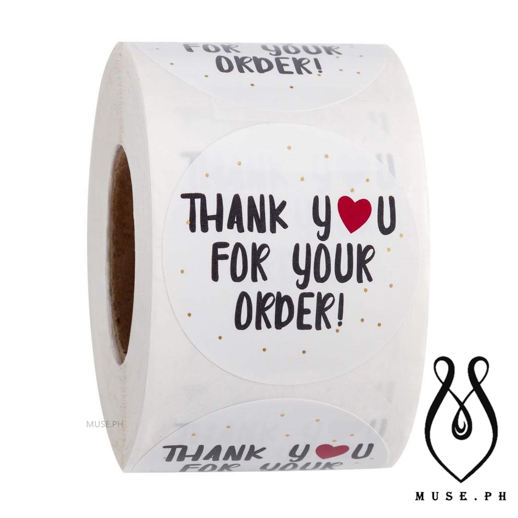 Muse.ph 500pcs round thank you for your order sticker Heart Thanks for ...