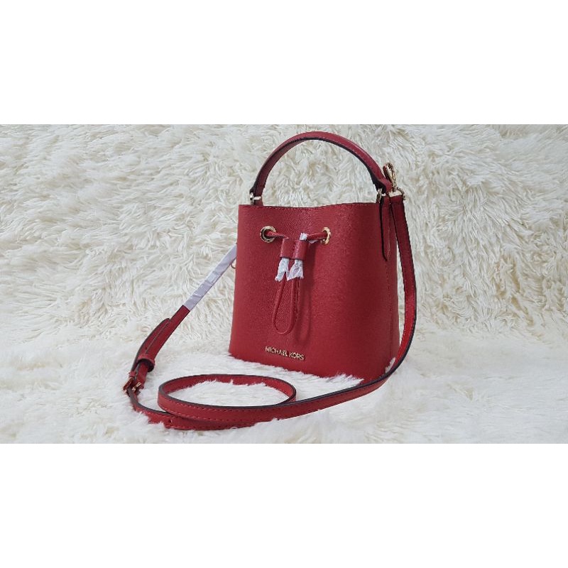 Michael Kors Suri Small Flame Red Bucket Crossbody Bag
