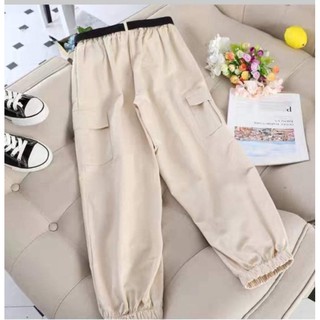 Sell well】Cargo pants 4pocket with belt for women's apparel