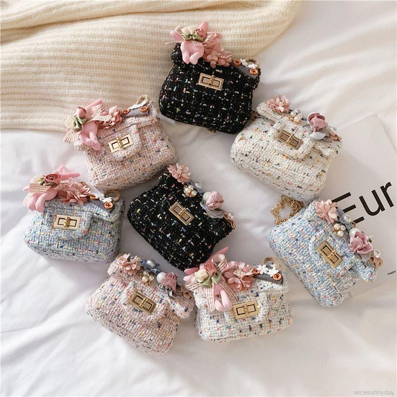 Kids Girls Bags Baby Girl Cotton Linen Small Square Mini Handbag Child ...