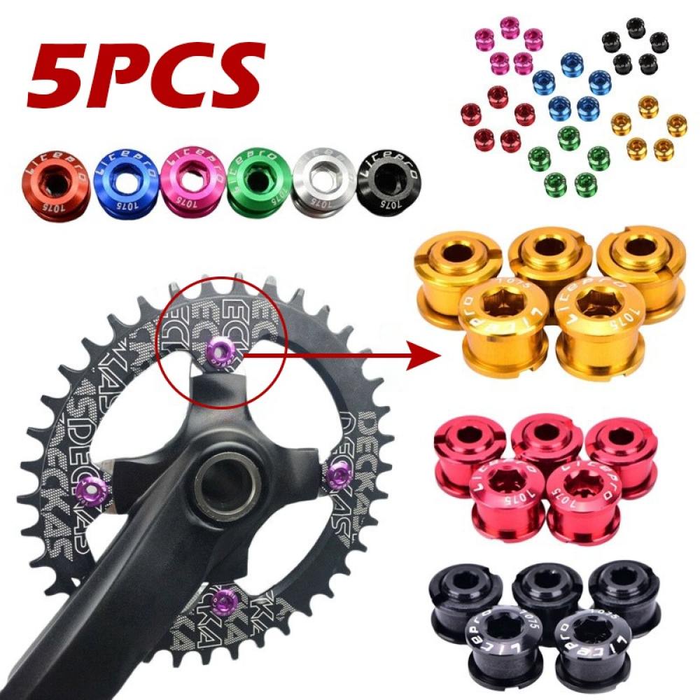 5Pcs/Set Bike Crankset Bolts Single Plate Nail Chainring Bike Bolts for