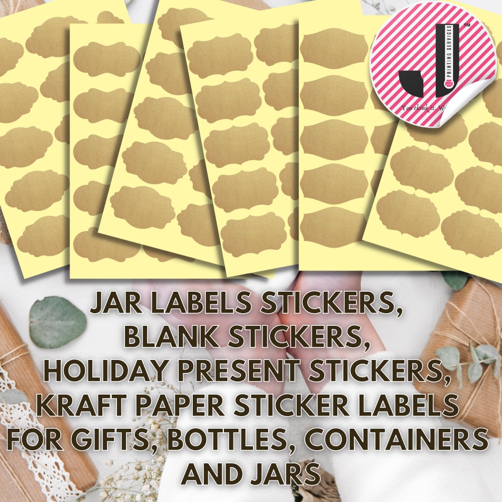 Jar Labels Stickers, Blank Stickers, Holiday Present Stickers, Kraft ...