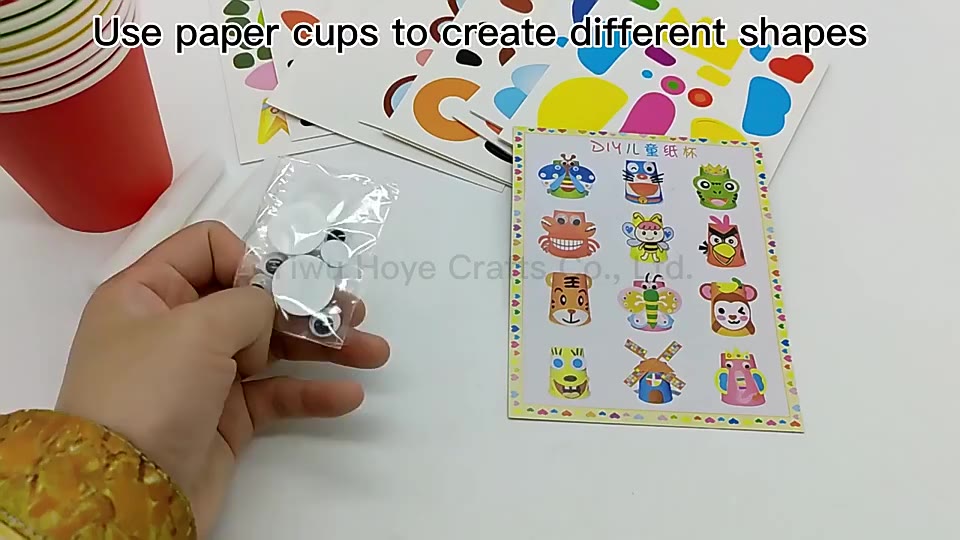 12Pcs 3D Cartoon Animal DIY Handmade Paper Cups Sticker Material Set ...