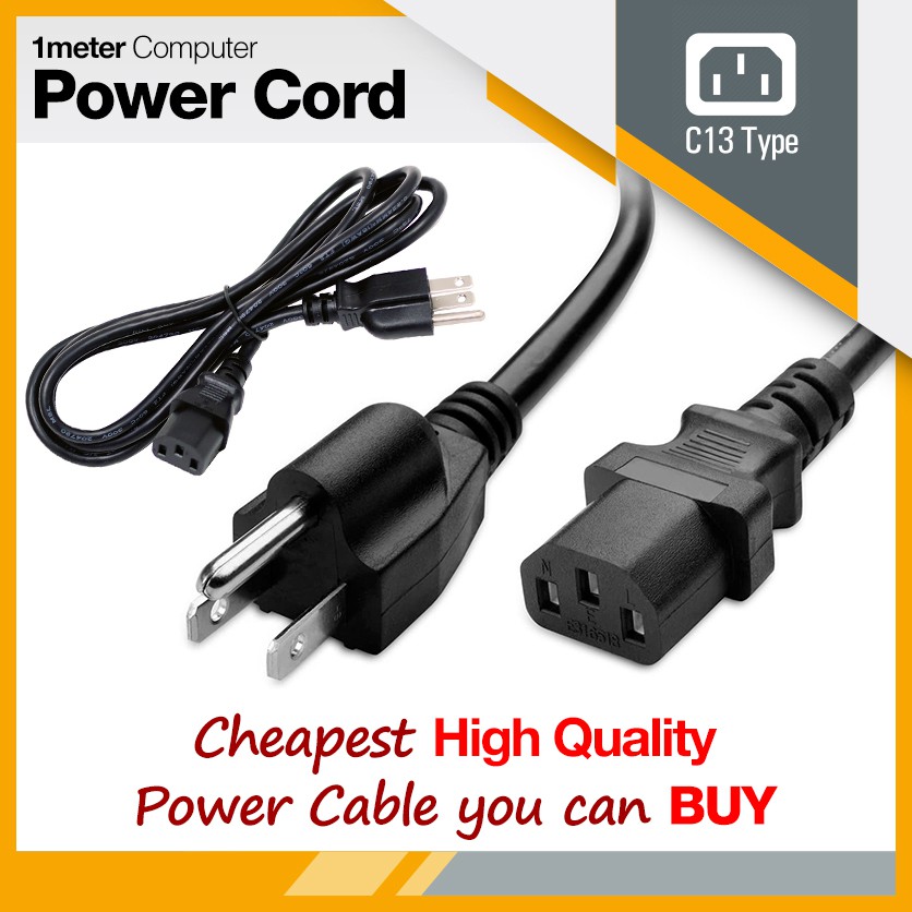 QUALITY CPU Power Cord, Monitor Power Cable / PC Power Cord, Power ...