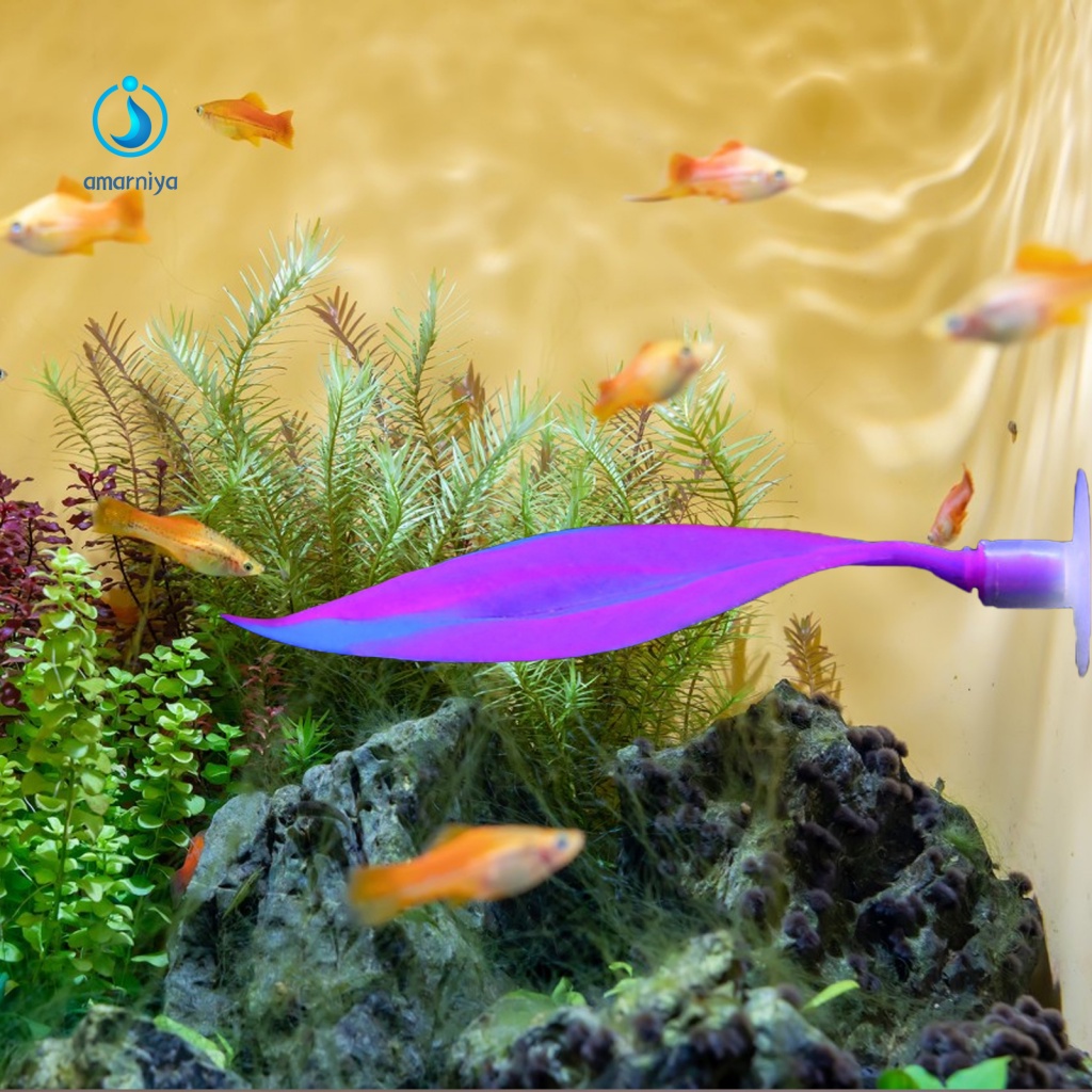 AMAR Mini Simulation Plant Ornament Fish Leaf Hammock Fake Aquatic