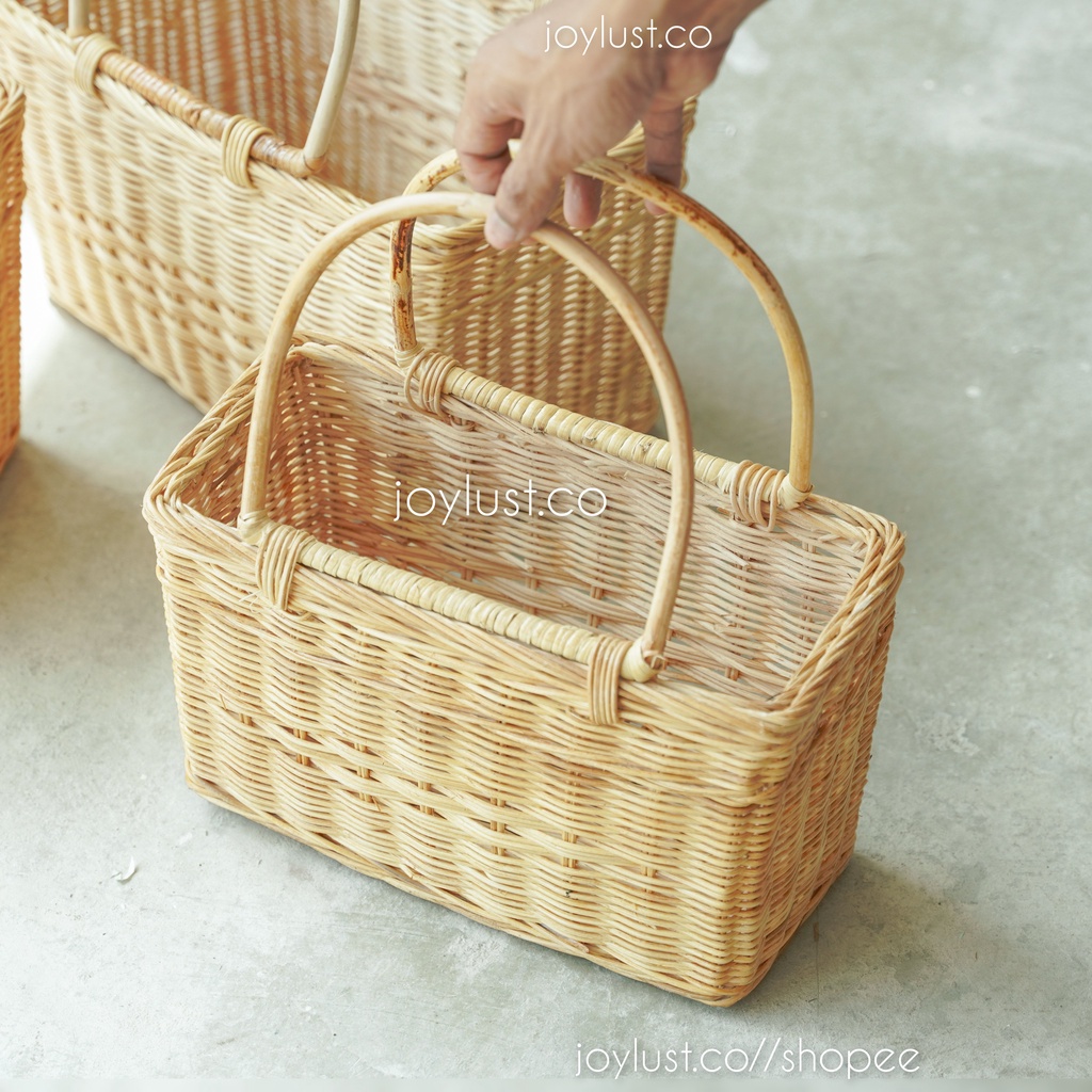 Ahmr Bakul Rotan Goodies Hantaran Basket Rattan Solid Kuat Natural 