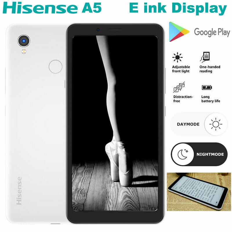 Google Play Hisense A5 Reading Smartphone E-Ink Display Screen 4GB+64GB  5.84