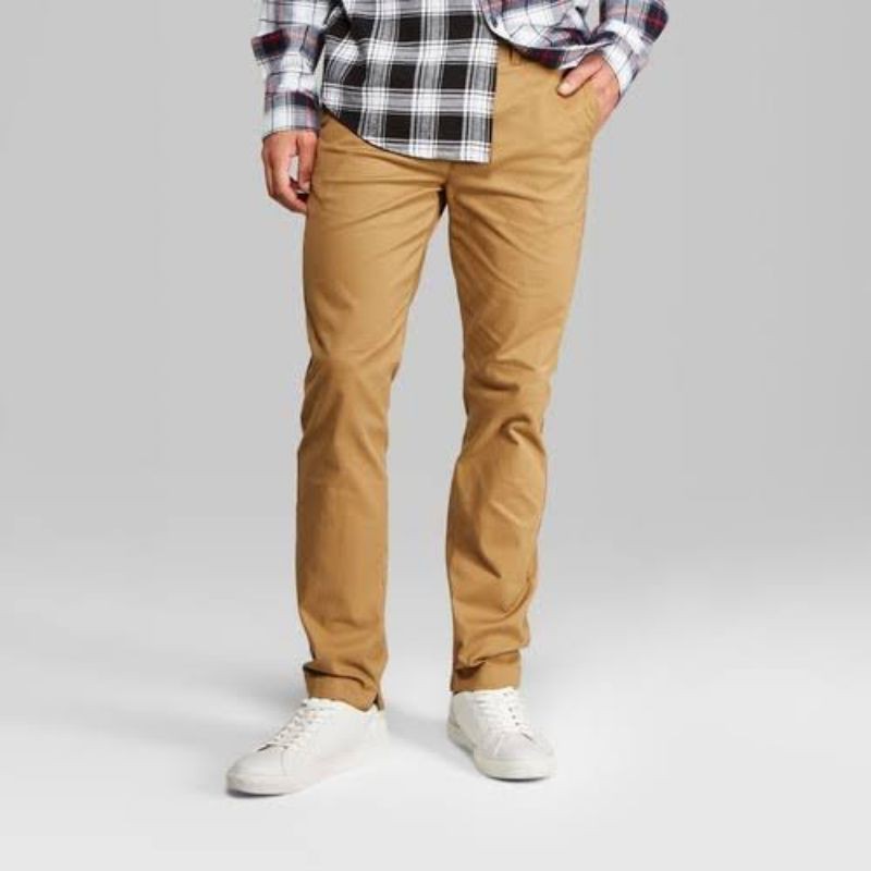 ORIGINAL USE Men's Skinny Fit Chino Pants - Dark Beige | Shopee Philippines