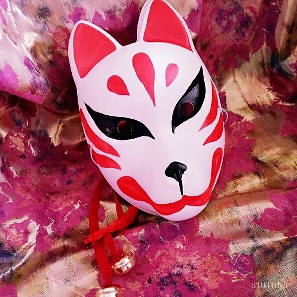 qibookJapanese HandPainted Fox Mask Kitsune Cosplay Full Face Mask