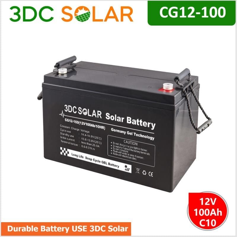 100 AH | 12V | Solar Power Battery | 3DC Solar | Deep Cycle Germany Gel ...