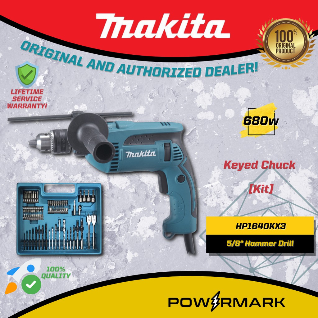 MAKITA HP1640KX3 Hammer Drill Keyed Chuck 680W Kit 5 8