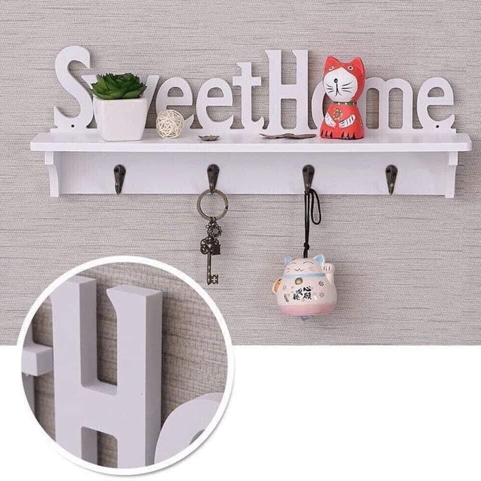 Sweet Home Wooden Wall Mounted Hook With Shelf Key Hooks Home Walls ...