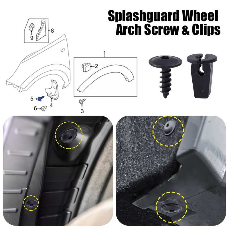 10Set Car Fender Liner Snap Screws Cover Splashguard Wheel Arch Screw ...