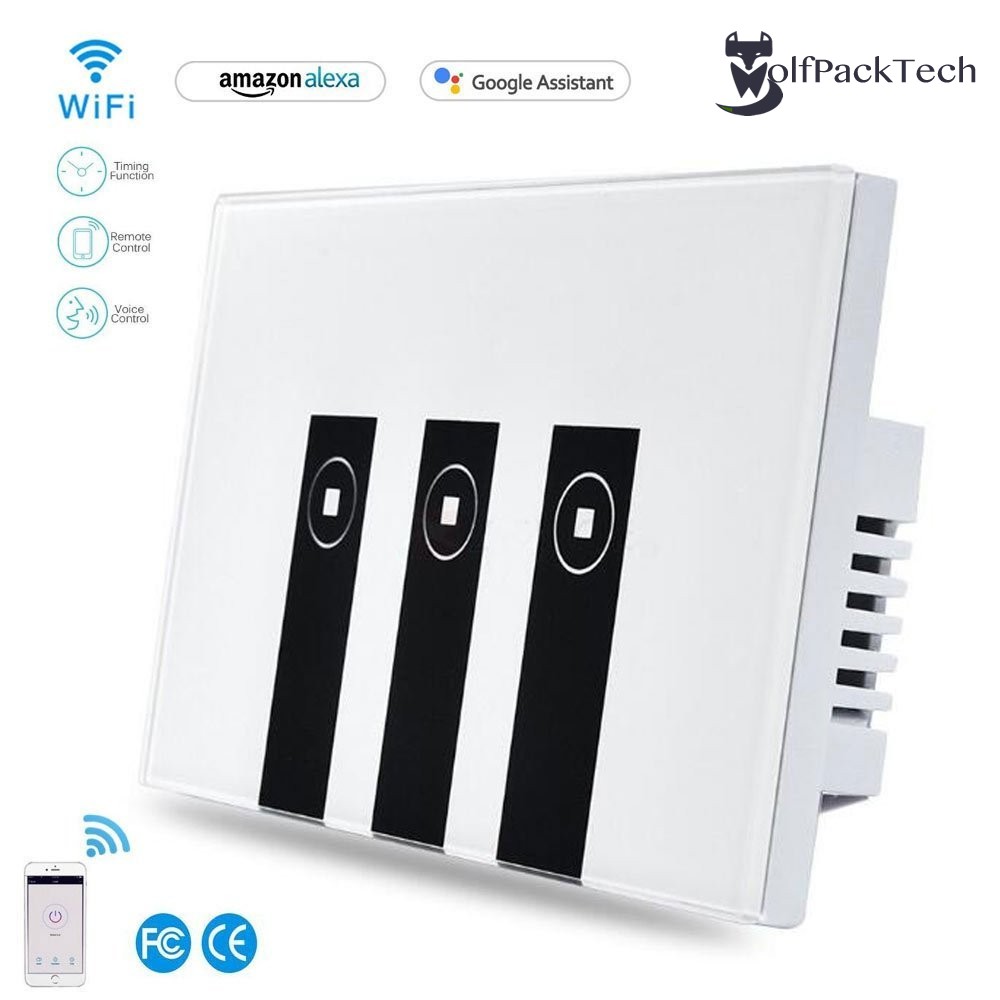 Smart WiFi Switch In-Wall Light Switch APP Remote Control Touch Panel Work  with  Alexa Google Home Timing