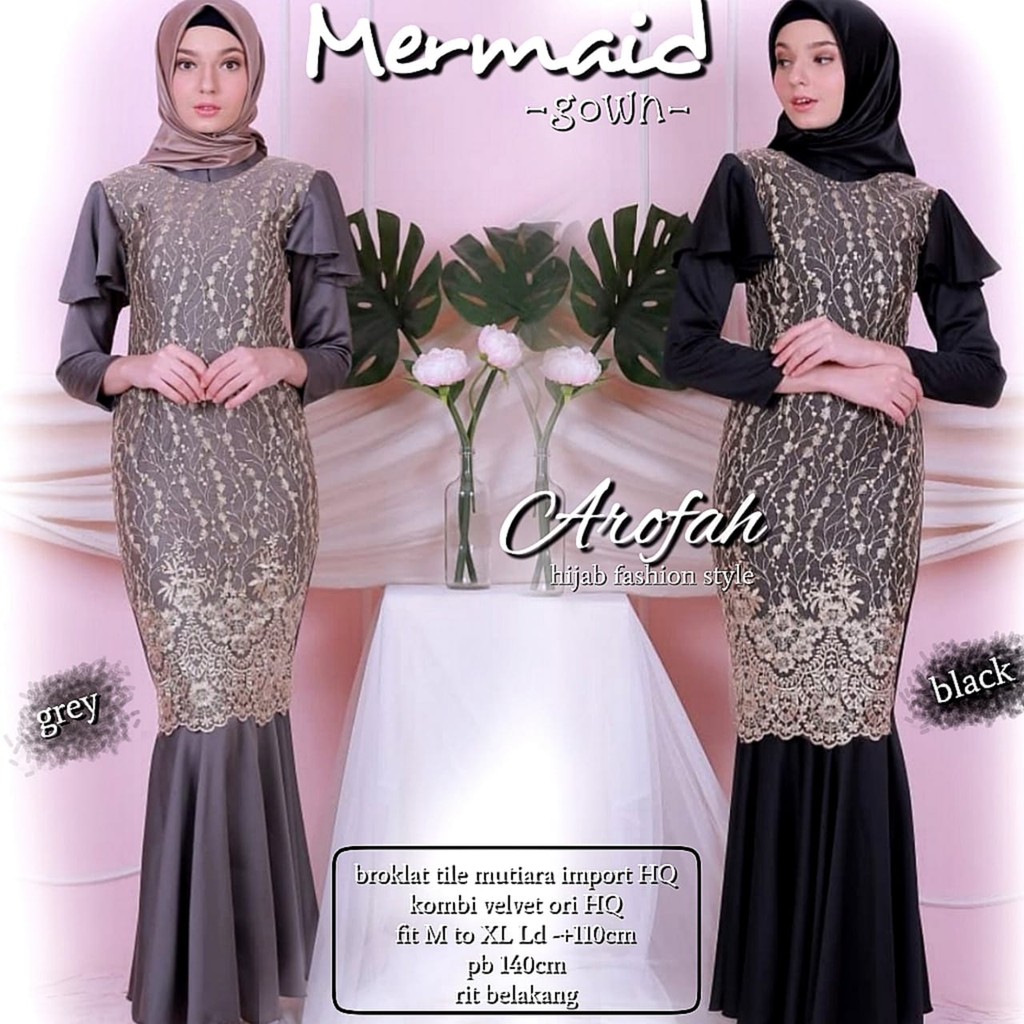 Muslim Fashion MERMAID gown long dress muslim MERMAID party dress long Sleeve Graduation party Shopee Philippines