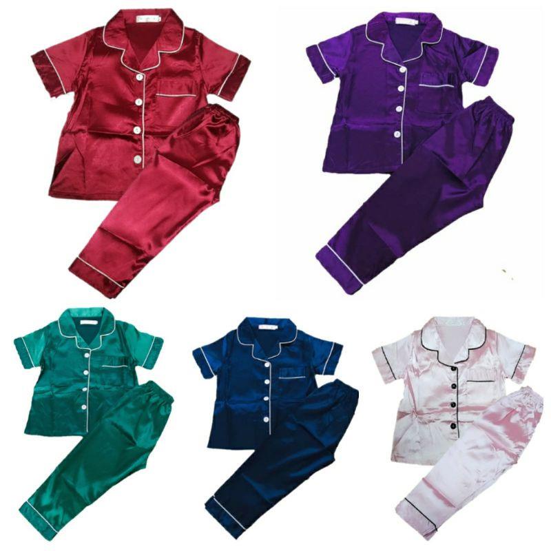 Baby Clothes◐❃☒NEW ARRIVAL TERNO SLEEPWEAR SILK KIDS PLAIN