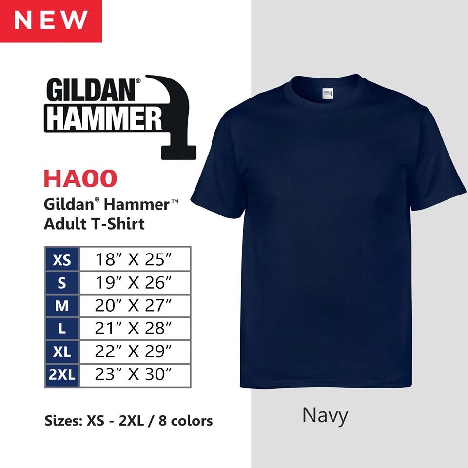GILDAN HAMMER ADULT TSHIRT ( HA00 ) 100 Combed ring spun cotton/Mens